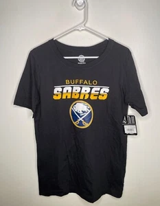 NHL Buffalo Sabres Logo Shirt Boys Sizes Short Sleeve Black Ice Hockey - Picture 1 of 4