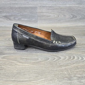Mephisto Loafer Womens Size 5 Black Leather Crocodile Print Classic Capsule - Picture 1 of 12