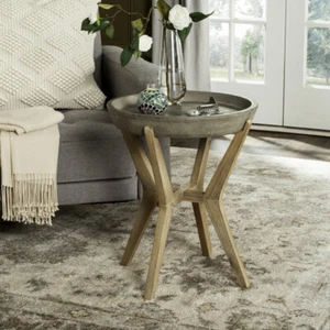 SAFAVIEH Outdoor Collection Celeste End Table | Dark Grey | - Picture 1 of 7