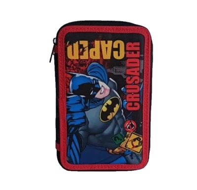 Astuccio Scuola 3 Zip Batman Portapenne Matite Pastelli Multiscomparto Nuovo - Immagine 1 di 4