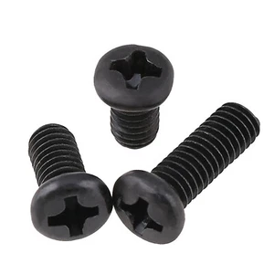 M2 M2.5 M3 M4 Phillips Round Pan Head Machine Screw - Black Zinc-plated Steel - Picture 1 of 5