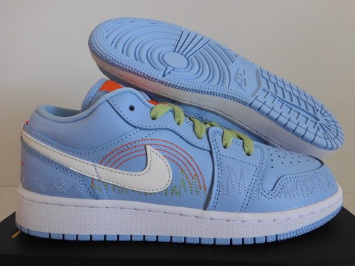 NIKE AIR JORDAN 1 LOW SE (GS) "STITCH" BLUE SZ 4.5Y WOMENS SZ 6 [DO8227 400]