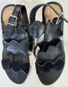 MARC FISHER SANDALS OMALLA LEATHER BLOCK HEEL SLINGBACK size 8 - Picture 1 of 5