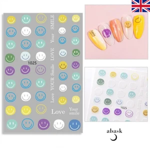 Nail Stickers Smiley Face Self Adhesive Nail Colourful Smiley Face Nail Stickers - Picture 1 of 5