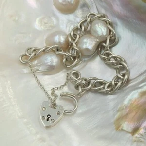 De colección. Pulsera cadena candado Love Lock plata de ley 925. Reino Unido/Birmingham, 1971 - Imagen 1 de 7