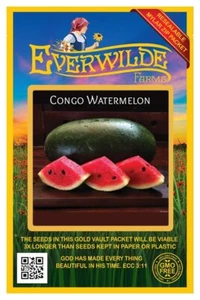 40 Congo Watermelon Seeds - Everwilde Farms Mylar Seed Packet - Picture 1 of 3