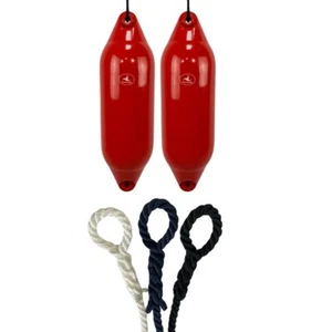2 x HURRICANE Boat Fenders: RED PM04 - FREE SPLICED END 10MM ROPE - Picture 1 of 2