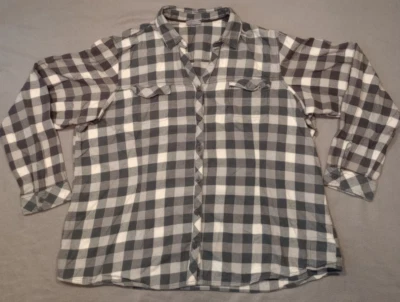 Camisa Columbia Para Mujer 2xl Franela Negra/Blanca Abotonada Exterior Suave Senderismo Foto 1 de 4