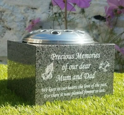 CCONLINEPRODUCTS Personalised Granite Memorial Vase Grave Pot Flower Holder Cemetery Grave Vase
