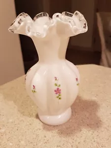 FENTON M WAGNER BORDO NASTRO BIANCO E TRASPARENTE CON FIORI DIPINTI CANTATI DA M WAGNER - Foto 1 di 4