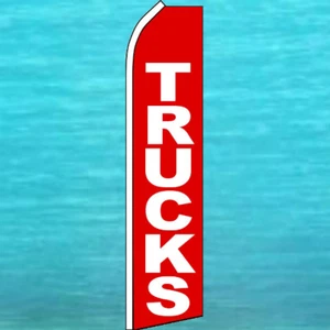 TRUCKS FLUTTER FLAG Tall Curved Top Advertising Sign Feather Swooper Banner - Picture 1 of 5