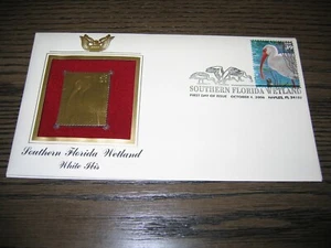 2004 Southern Florida Wetland White Ibis FDC replica Gold Golden Cover Stamp - Picture 1 of 3