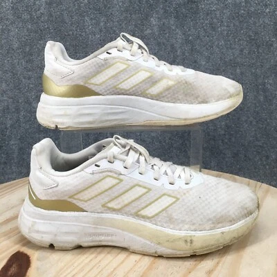 Adidas Shoes Womens 8 Cloudfoam Running Lace Up Sneakers 28Y001 Off White Fabric - Image 1 of 4