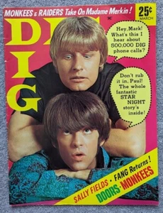 Dig Magazine March 1968 Paul Revere & the Raiders Doors Monkees Sally Fields - Picture 1 of 2