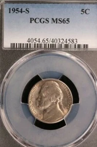 S Jefferson 1954 níquel graduación profesional MS65 - Imagen 1 de 2