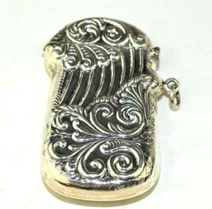 NEW STERLING SILVER ORNATE REPOUSSÉ MATCH SAFE VESTA CASE FOR CHATELAINE - Picture 1 of 7