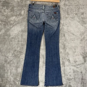 7 For All Mankind Jeans Women's 27 30x31 A Pocket Bootcut Boho Hippie Cowgirl - Picture 1 of 15