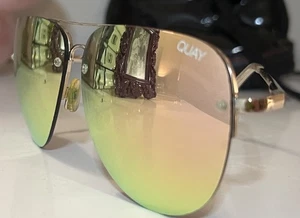 Quay Australia Women's Muse 126 Mirrored Brow Bar Aviator Sunglasses Gold Pink - Picture 1 of 9