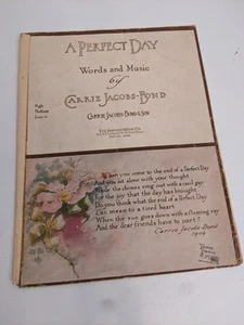 Vintage Sheet Music A PERFECT DAY by CARRIE JACOBS-BOND 1910 Voice - Picture 1 of 5
