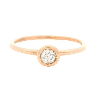 Bezel-Set Diamond Solitaire Wedding Engagement Ring 14kt Rose Gold Stackable (b) - Image 1 of 4