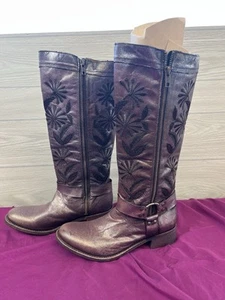 Retired Dan Post Purple Festival Embroidered Flowers Equestrian 8 M Women’s Loud - Picture 1 of 13