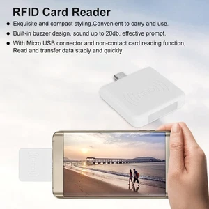 White Non Contact Mini Card Reader Adapter ID Mobile Phone Smart Micro USB C NEW - Afbeelding 1 van 9
