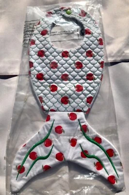 婴儿围兜淋浴礼物手工刺绣全新按扣棉婴儿双面乐趣 — 第 1/2 张图片