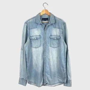 INC International Concepts Long Sleeve Denim Button Down Shirt - Picture 1 of 6