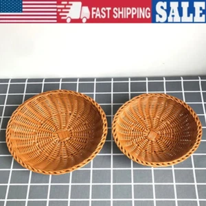 Handmade Imitation Rattan Woven Basket Tray Round Fruit Imitation Rattan - Picture 1 of 13