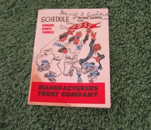 1957 Dodgers Yankees & Giants MLB Home Games Vintage Pocket Schedule - Bild 1 von 7