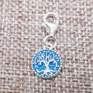 925 Sterling Silber Emaille Baum des Lebens Clip-on Charm-Karabinerverschluss - Bild 1 von 5
