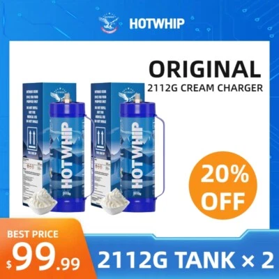 HOTWHIP Food Grade Nitrous Oxide Tank Original Flavored N2O Chargers (2112g*2,3.3L)