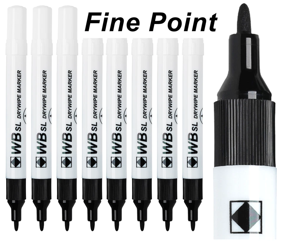 Dry Wipe Pens Markers Slim FINE Tip High Quality White Board Drywipe Dry Erase