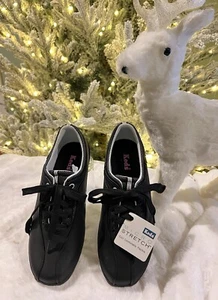 NEW Women’s Keds Micro Stretch Leather Sneaker Size 6.5 Black Cool Flexible - Picture 1 of 10