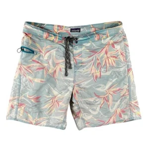 Patagonia Boardshorts Herren 36 Blumen blau Kordelzug Surf Badehose mit Taschen - Bild 1 von 10