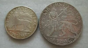 Ethiopia 1/2 Birr 1889 & 1 Birr 1895 Silver Coin - Picture 1 of 2
