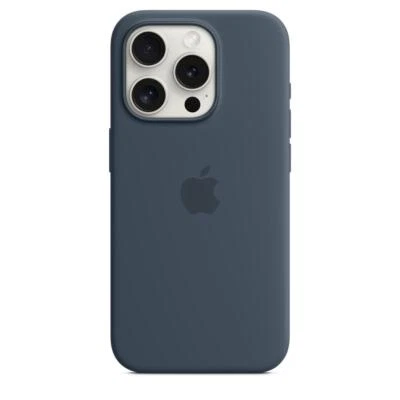 Genuine / Official Apple iPhone 15 Pro Silicone Case / Cover - Storm Blue - New