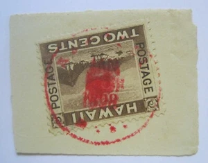 Hawaii 75 Beautiful SON Bright Red Rare Full Kahului Maui CDS Postmark on piece - Picture 1 of 2