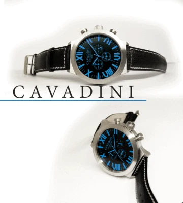 Cavadini Ravenna CV-1025 Aviator Watch XXL 2 1/16in Chronograph Blue Numbers - Image 1 of 2