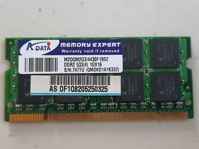 ADATA 1GB 1GX16 DDR2 533 SODIMM Laptop Memory M20EL2G3I4432I1B5Z - Image 1 of 2