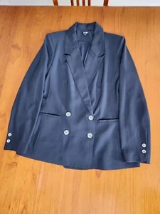 Ezibuy Emerge navy double breasted jacket blazer Size 14 EUC worn once - Picture 1 of 6