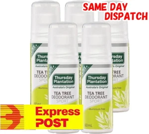5 x 60ml Thursday Plantation Tea Tree Sport Antiperspirant Fresh Dry Confident - Picture 1 of 1