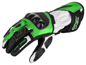 Handschuhe von XLS Lederhandschuhe Motorradhandschuhe Kawa Grün Gr. S bis 3XL - Bild 1 von 6