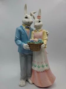 Easter Bunny Couple with basket of eggs love couples married - Picture 1 of 12