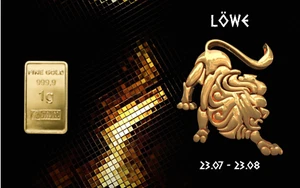 1,0 Gramm Feingold Motiv-Karte Löwe Sternzeichen Goldbarren Gold 999,9 Barren - Bild 1 von 3