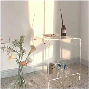 Acrylic Bedside Nightstand Clear Sofa Table End Table Home Decor Display Table - Picture 1 of 9