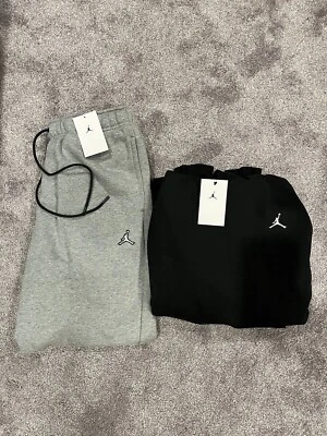 Conjunto de terno com capuz Nike Air Jordan Jumpman calça jogger de lã cinza/preto tamanho. Grande - Imagem 1 de 4