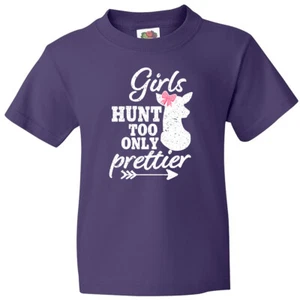 Inktastic Hunting Girls Hunt Too Only Prettier With Doe And Arrow Youth T-Shirt - Picture 1 of 10