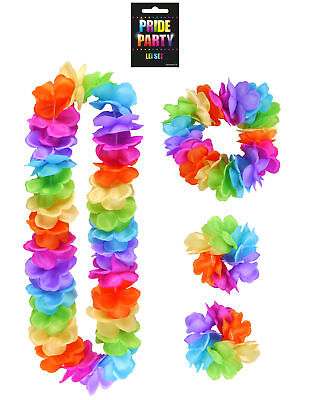 Pride Party Lei Set - Bracciali Archetto Arcobaleno Lei Hula Gay Pride Neon Luau • 4.04€