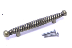 2 Pcs- Ajax 5454 Drawer 1950s Vintage Brass Pull Handle Ribbed Roped 3" Centers - Picture 1 of 4